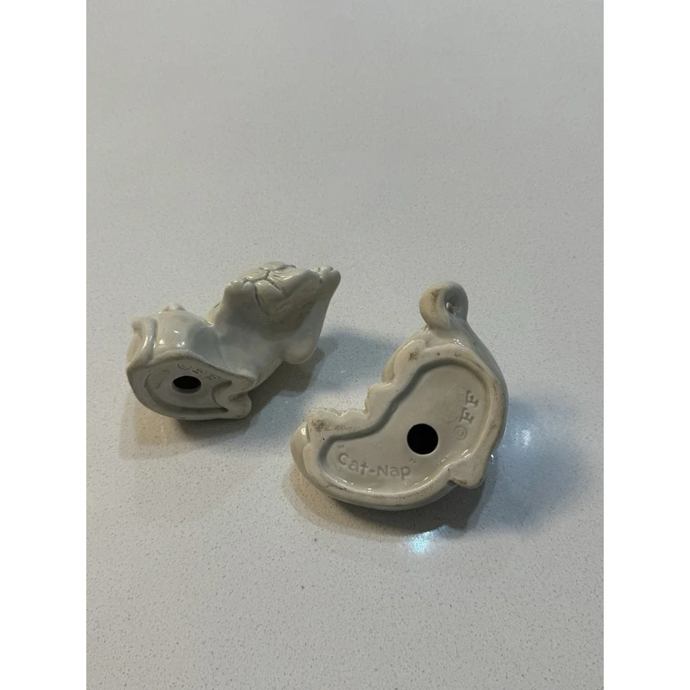 Vtg Fitz And Floyd Cat Nap Salt Pepper Shakers Sleeping‎ Kittens Ceramic